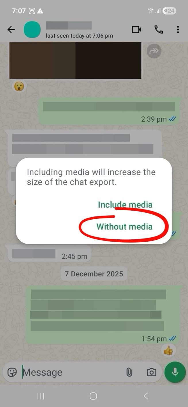 Dialog asking to include or exclude media